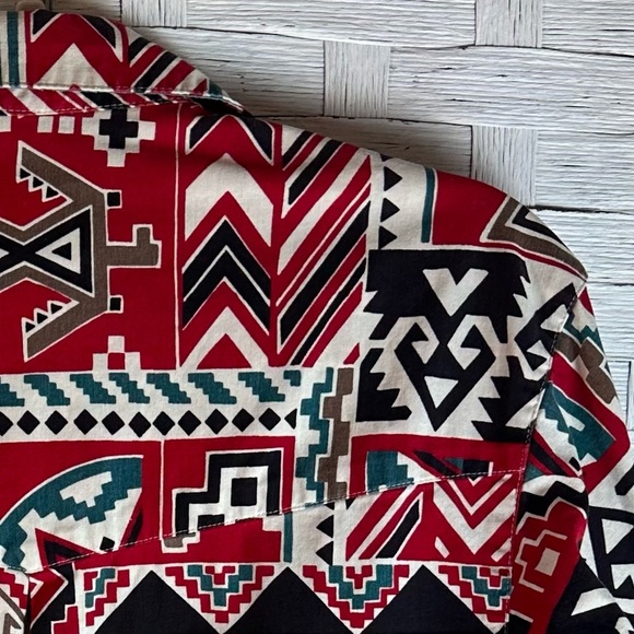 FRONTIER SERIES vintage button down Aztec Long Sleeve Western Shirt southwest - Picture 9 of 12